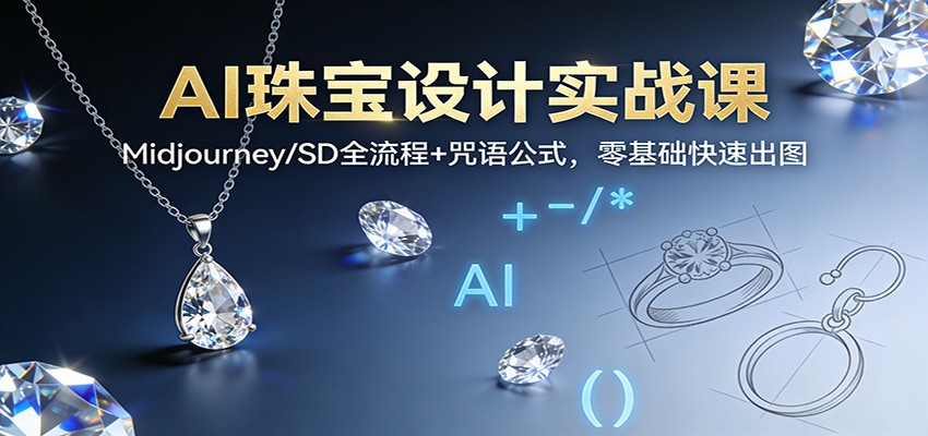 AI珠宝设计实战课：Midjourney/SD全流程+咒语公式，零基础快速出图-老莫涯