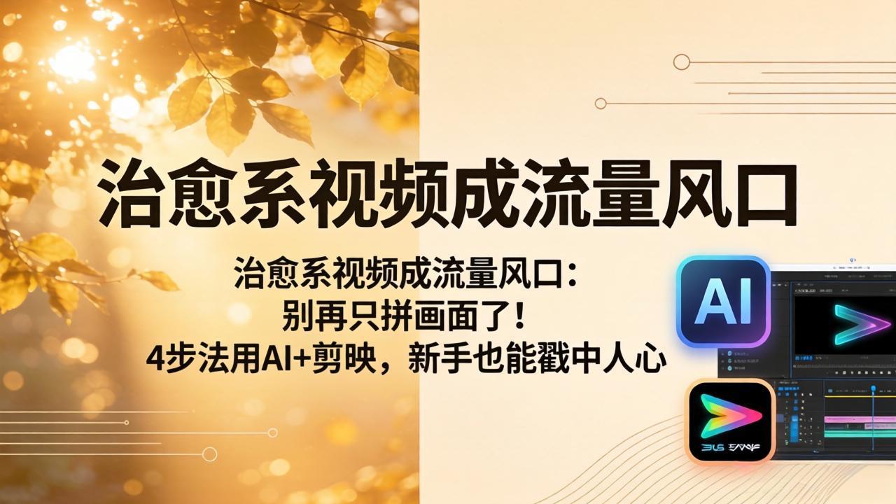 治愈系视频成流量风口：别再只拼画面了！4步法用AI+剪映，新手也能戳中人心-老莫涯