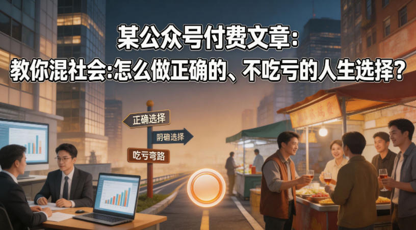 某公众号付费文章：教你混社会：怎么做正确的、不吃亏的人生选择？-老莫涯