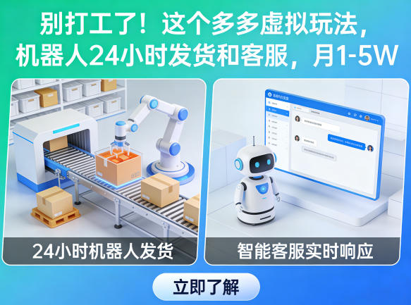 别打工了！这个多多虚拟玩法，机器人24小时发货和客服，月1-5W【揭秘】-老莫涯