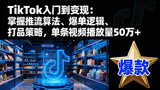 TikTok入门到变现：掌握推流算法、爆单逻辑、打品策略，单条视频播放量50w-老莫涯
