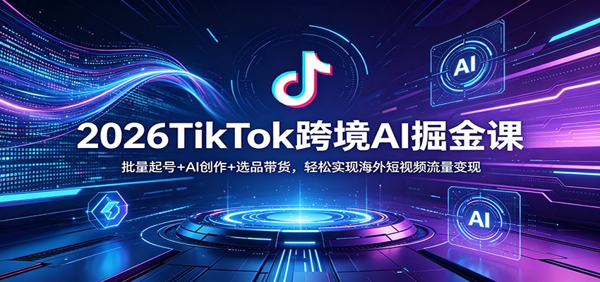 2026TikTok跨境AI掘金课：批量起号+AI创作+选品带货，轻松实现海外短视频流量变现-老莫涯