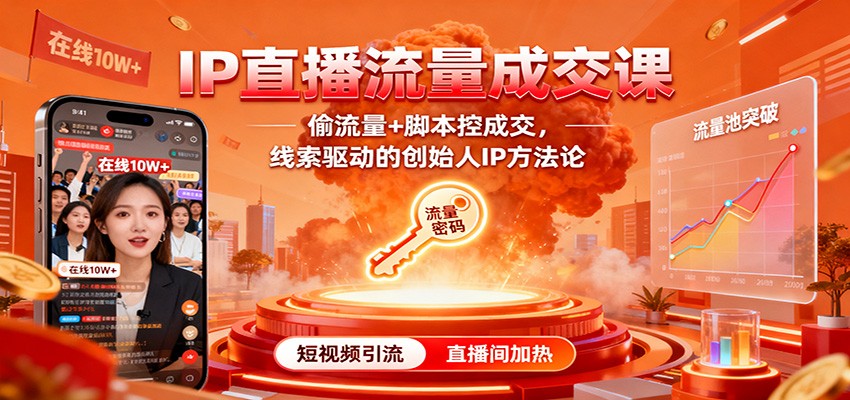 IP直播流量成交课：偷流量+脚本控成交，线索驱动的创始人IP方法论-老莫涯