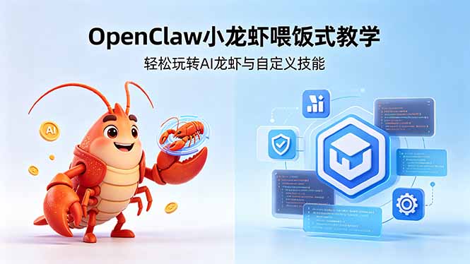 不用懂技术！OpenClaw小龙虾喂饭式教学，轻松玩转AI龙虾与自定义技能-老莫涯