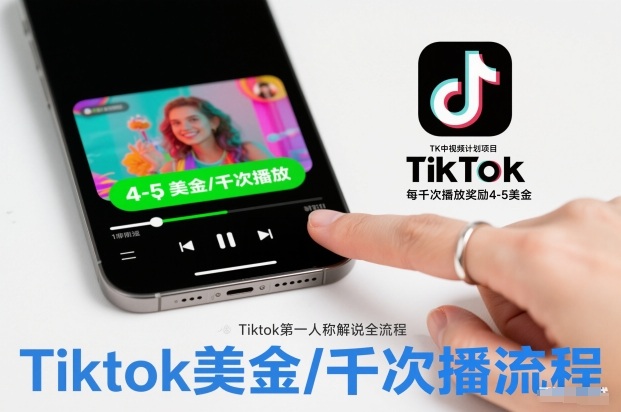 TK中视频计划项目，Tiktok第一人称解说流程，每干次播放奖励4-5美金-老莫涯