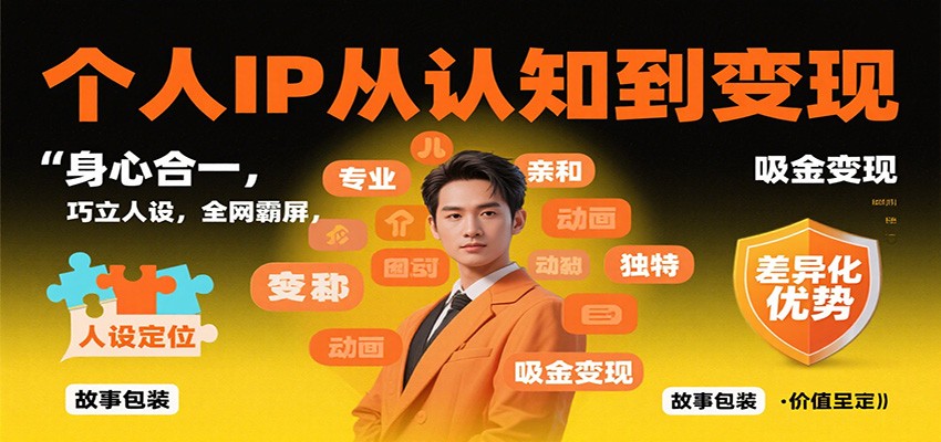 个人IP从认知到变现，身心合一，巧立人设，全网霸屏，吸金变现-老莫涯