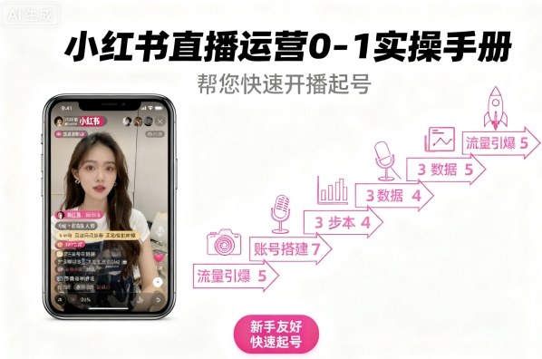 小红书直播运营0-1实操手册，帮您快速开播起号-老莫涯