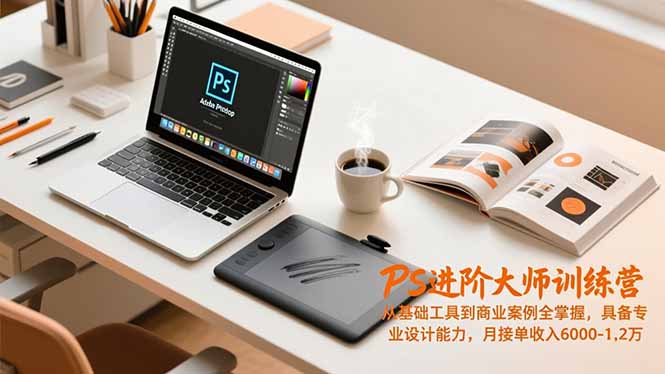 PS进阶大师训练营，从基础工具到商业案例全掌握，具备专业设计能力，月接单收入6000-1.2万-老莫涯