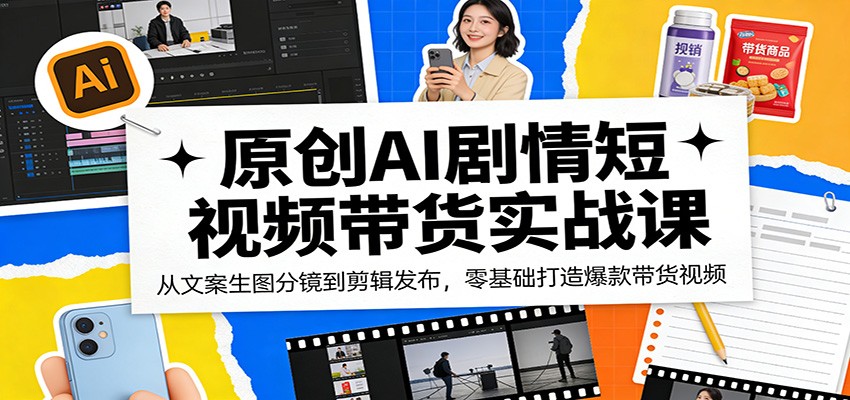 原创AI剧情短视频带货实战课：从文案生图分镜到剪辑发布，零基础打造爆款带货视频-老莫涯