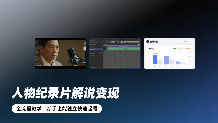 人物纪录片解说变现，全流程教学，新手也能独立快速起号-老莫涯