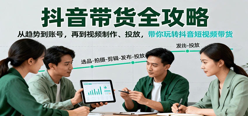 抖音带货全攻略：从趋势到账号，再到视频制作、投放，带你玩转抖音短视频带货-老莫涯