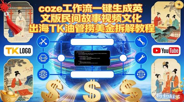 Coze扣子工作流一键生成英文版民间故事视频，文化出海TK油管捞美金拆解教程-老莫涯