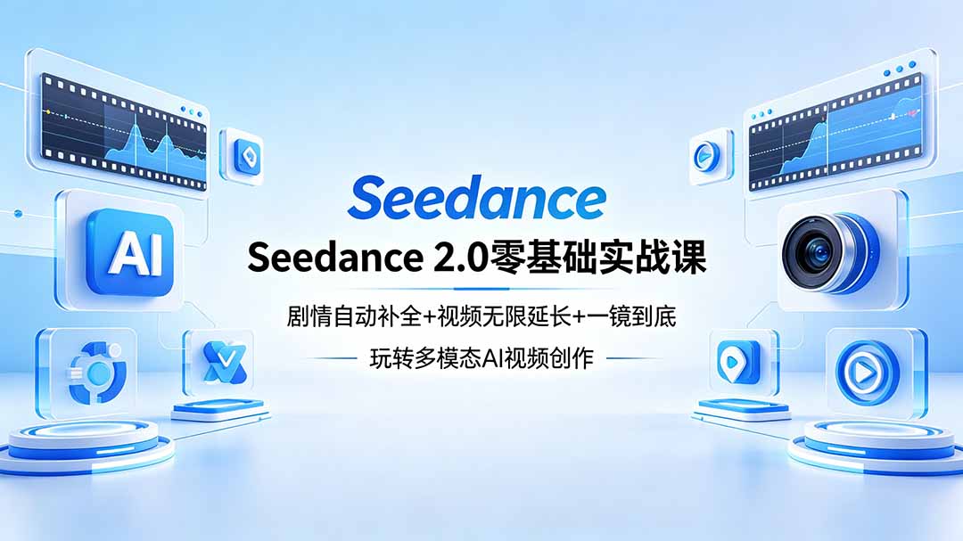 Seedance 2.0零基础实战课：剧情自动补全+视频无限延长+一镜到底：玩转多模态AI视频创作-老莫涯