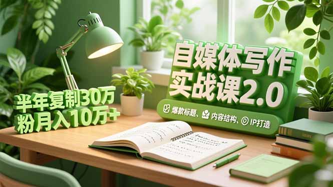自媒体写作实战课2.0，爆款标题、内容结构、IP打造，半年复制30万粉月入10万+-老莫涯