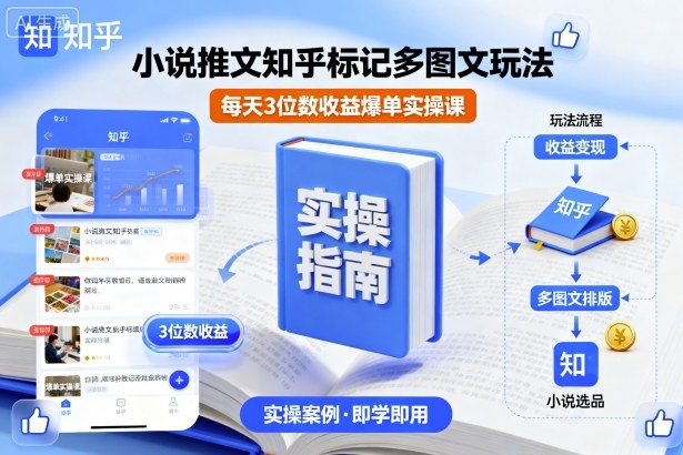 小说推文知乎标记多图文玩法，每天3位数收益爆单实操课-老莫涯