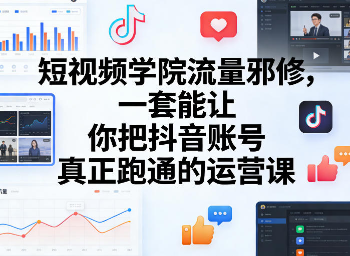 短视频学院流量邪修，一套能让你把抖音账号真正跑通的运营课-老莫涯