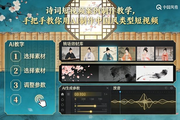 古诗词短视频案例制作教学，手把手教你用AI制作中国风类型短视频-老莫涯