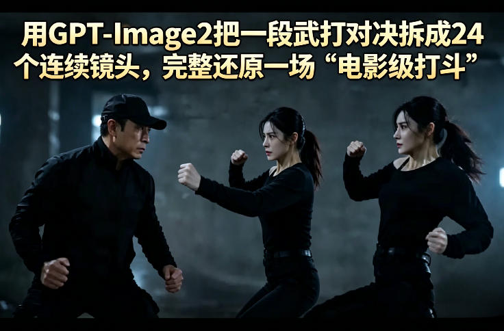 用GPT-Image2把一段武打对决拆成24个连续镜头，完整还原一场“电影级打斗”-老莫涯