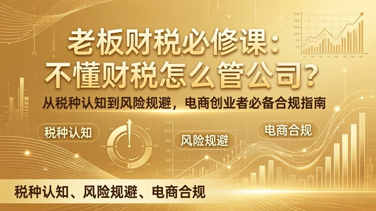 老板财税必修课：不懂财税怎么管公司？从税种认知到风险规避，电商创业者必备合规指南-老莫涯