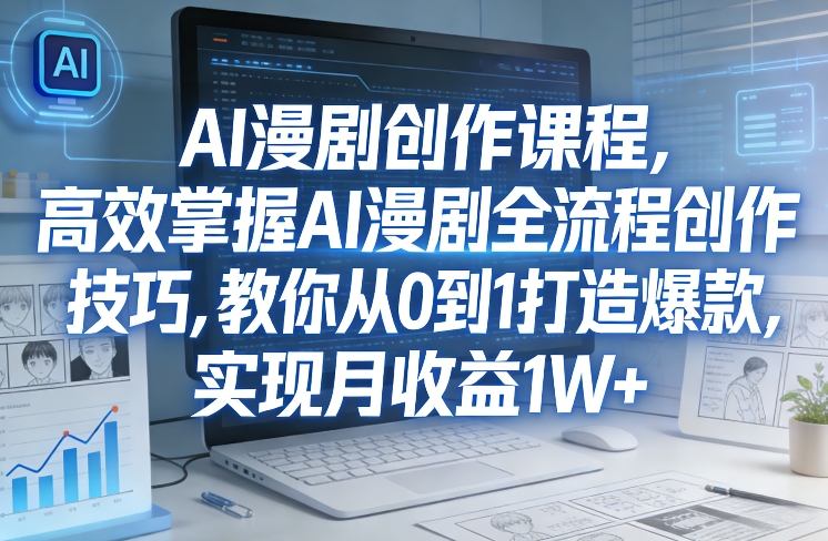 某社群AI漫剧创作课程，高效掌握AI漫剧全流程创作技巧，教你从0到1打造爆款，实现月收益1W+-老莫涯