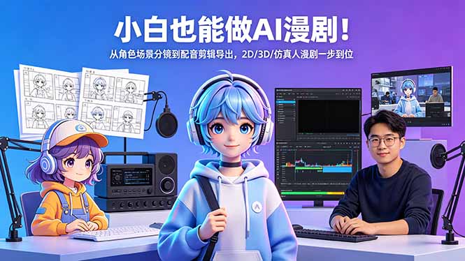 小白也能做AI漫剧！从角色场景分镜到配音剪辑导出，2D/3D/仿真人漫剧一步到位-老莫涯