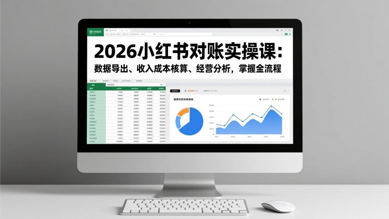 2026小红书对账实操课：数据导出、收入成本核算、经营分析，掌握全流程-老莫涯