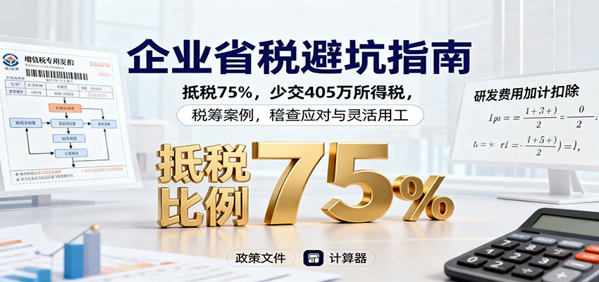 企业省税避坑指南：抵税75%，少交405万所得税，税筹案例，稽查应对与灵活用工-老莫涯