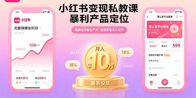 小红书变现私教课，暴利产品定位，高转化内容生产术，快速实现月入10万-老莫涯