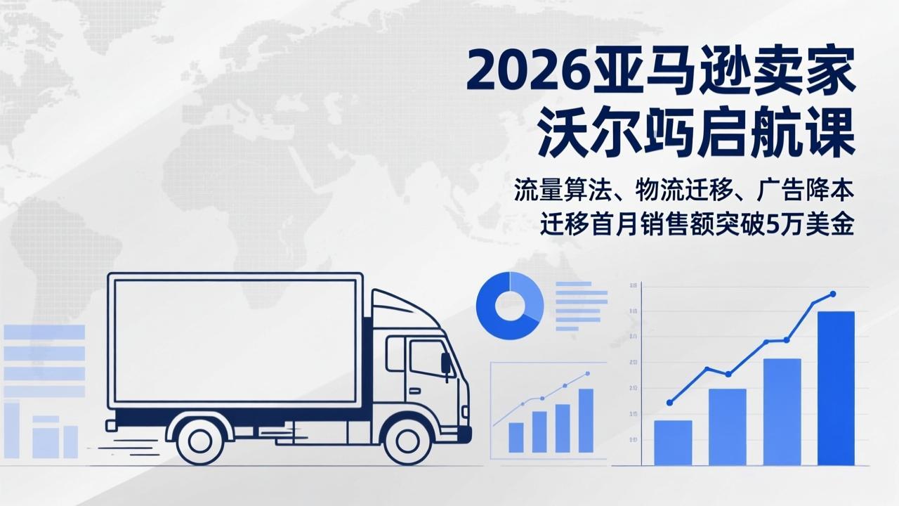2026亚马逊卖家沃尔玛启航课，流量算法、物流迁移、广告降本，迁移首月销售额突破5万美金-老莫涯