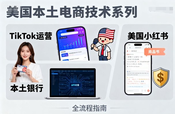 美国本土电商技术，Tiktok 运营篇+美国小红书篇+本土银行篇-老莫涯