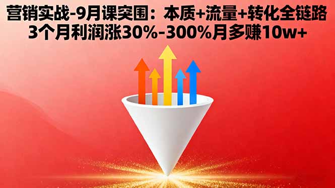 营销实战-9月突围课:本质+流量+转化全链路 3个月利润涨30%-300%月多赚10w+-老莫涯