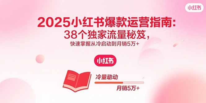 2025小红书爆款运营指南：38个独家流量秘笈，快速掌握从冷启动到月销5万+-老莫涯