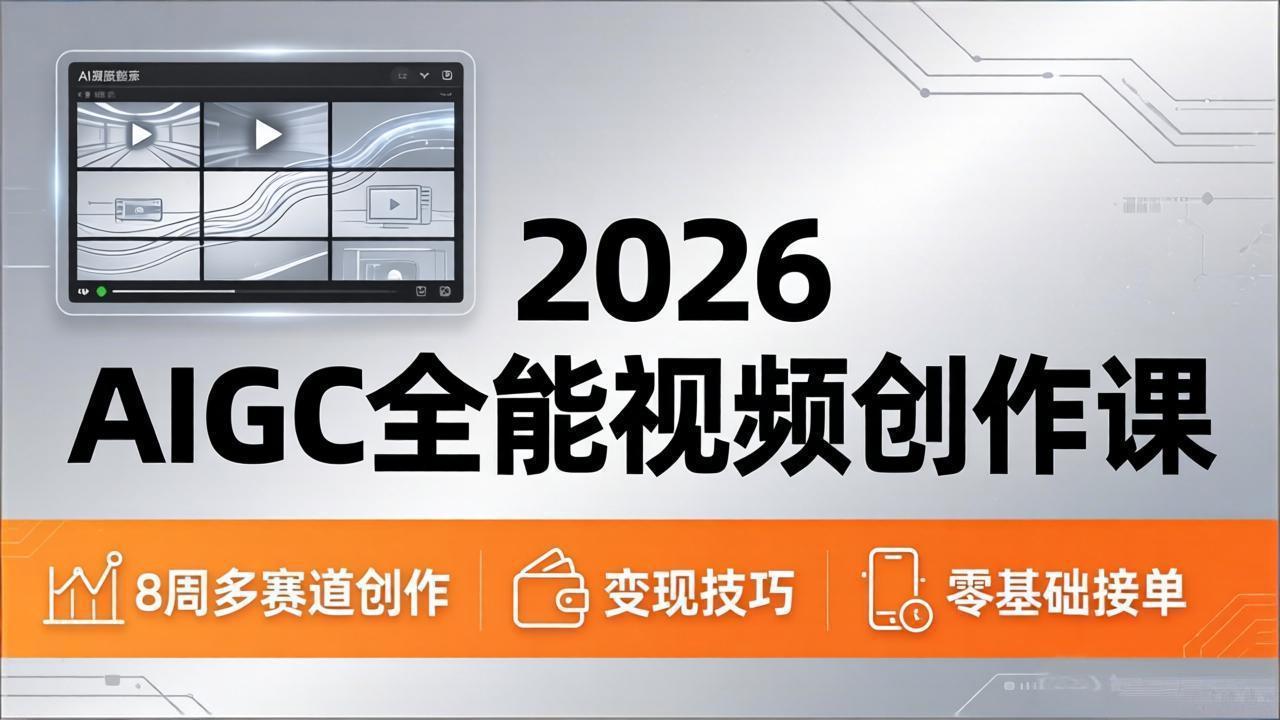 2026AIGC全能视频创作课，8周吃透多赛道创作+变现，零基础也能高效出片接单-老莫涯