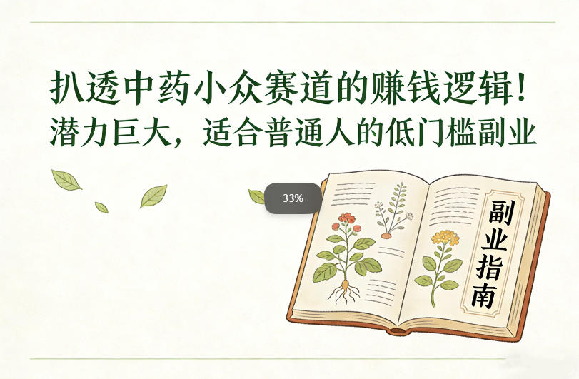 扒透中药小众赛道的賺米逻辑，潜力巨大，适合普通人的低门槛副业-老莫涯