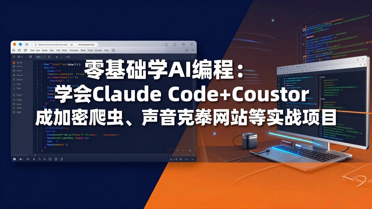 零基础学AI编程：学会Claude Code+Cursor完成加密爬虫、声音克隆网站等实战项目-老莫涯