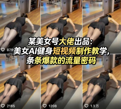 某美女号大佬出品：美女AI健身短视频制作教学，条条爆款的流量密码-老莫涯