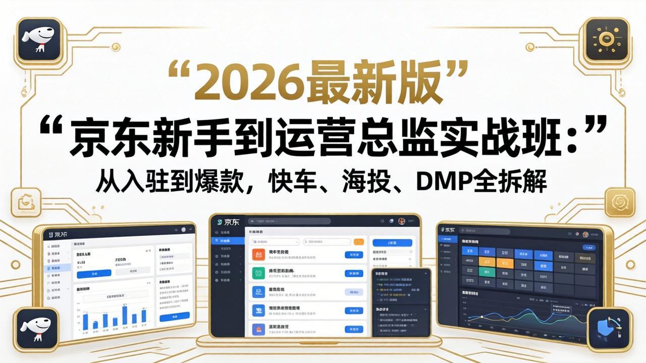 京东新手到运营总监实战班：从入驻到爆款，快车、海投、DMP全拆解，2026最新版-老莫涯