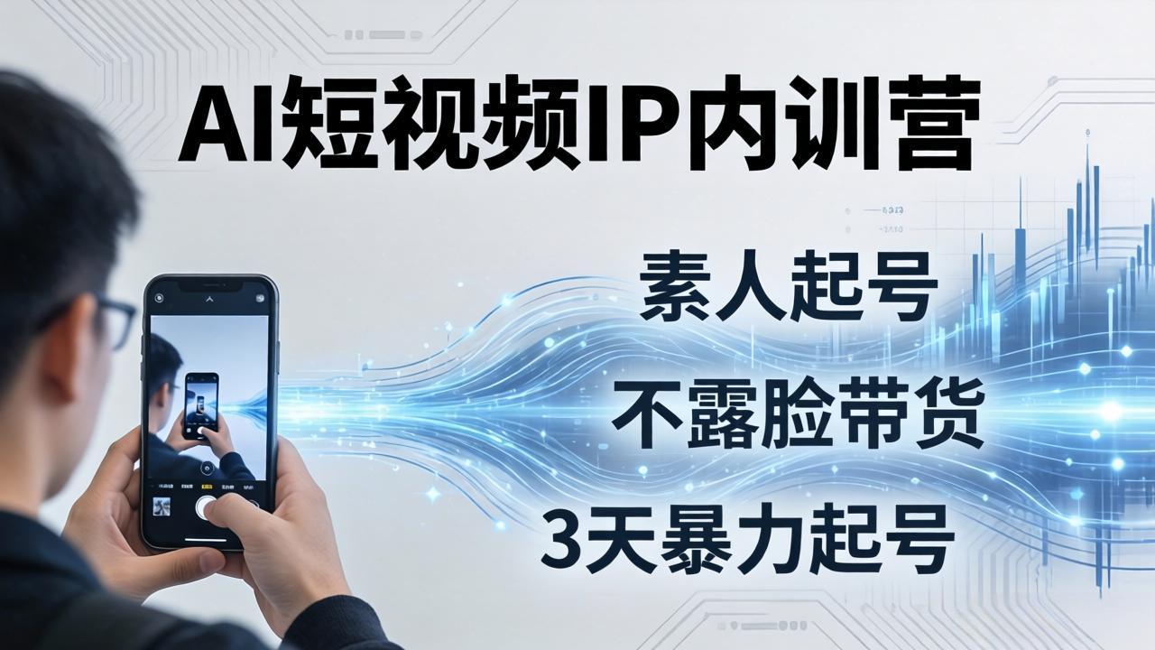 2026AI短视频IP内训营：从素人起号到不露脸带货，3天暴力起号全流程拆解-老莫涯