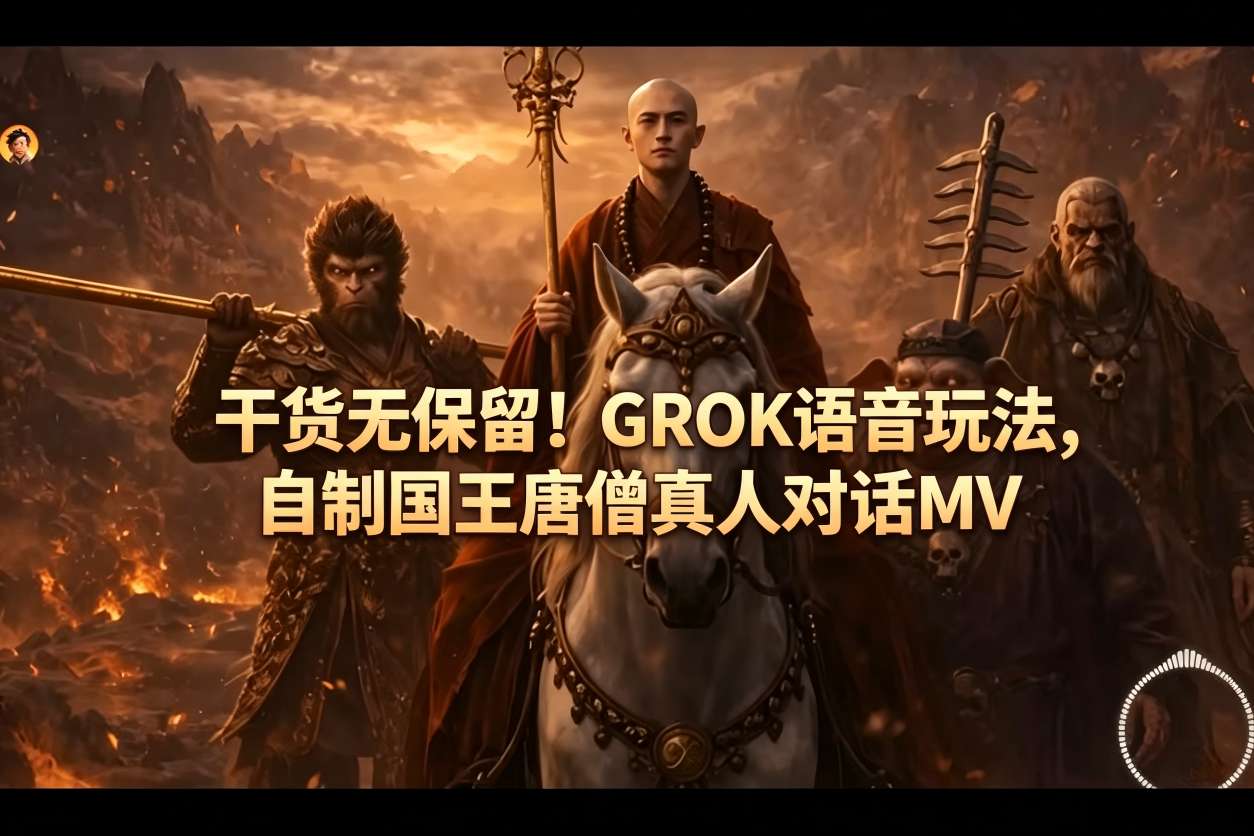 干货无保留！GROK语音玩法，自制国王唐僧真人对话MV-老莫涯