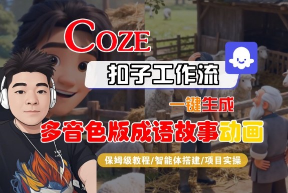 Coze扣子智能体工作流一键生成“多音色版成语故事“动画，全流程保姆级教学-老莫涯