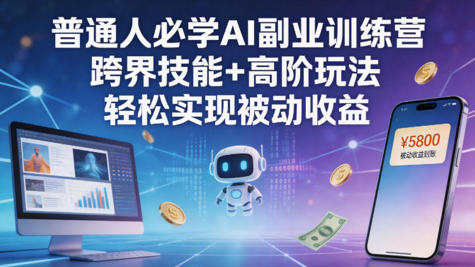 普通人必学AI副业训练营跨界技能+高阶玩法轻松实现被动收益-老莫涯