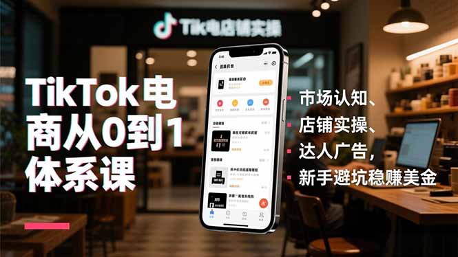 TikTok电商从0到1体系课，市场认知、店铺实操、达人广告，新手避坑稳赚美金-老莫涯