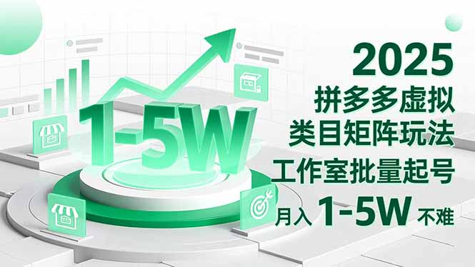 2025 拼多多虚拟类目矩阵玩法，工作室批量起号，月入 1-5W 不难-老莫涯