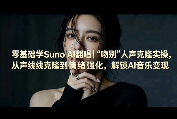 零基础学Suno AI翻唱｜《吻别》人声克隆实操，从声线克隆到情绪强化，解锁AI音乐变现-老莫涯