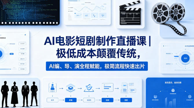 AI电影短剧制作直播课｜极低成本颠覆传统，AI编、导、演全程赋能，极简流程快速出片-老莫涯