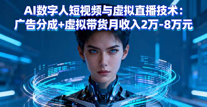 AI数字人短视频与虚拟直播技术：广告分成+虚拟带货月收入2万-8万元-老莫涯