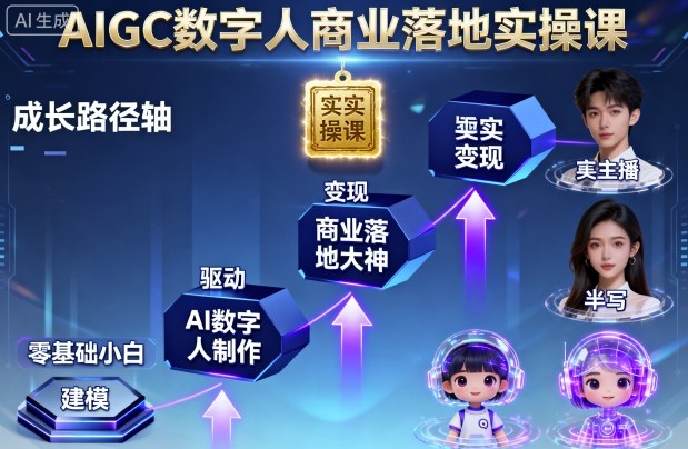 AIGC数字人商业落地实操课，从零基础小白到AI数字人大神-老莫涯
