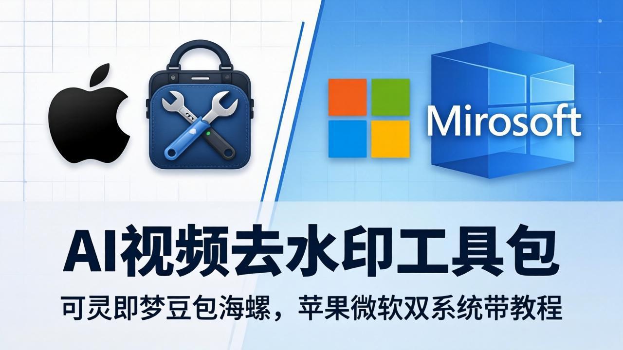 AI视频去水印工具包：可灵即梦豆包海螺，苹果微软双系统带教程-老莫涯