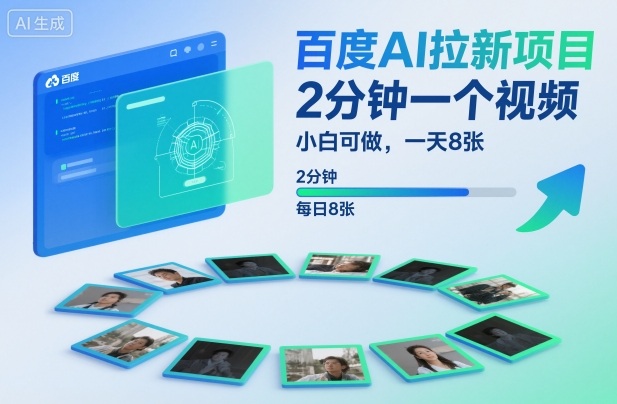 百度AI拉新项目，2分钟一个视频，小白可做，一天8张【附案例+保姆级教程】-老莫涯