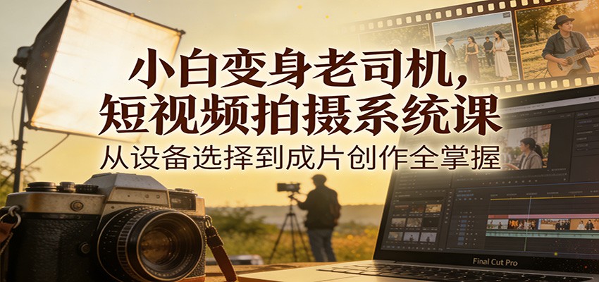 小白变身老司机，短视频拍摄系统课，从设备选择到成片创作全掌握-老莫涯